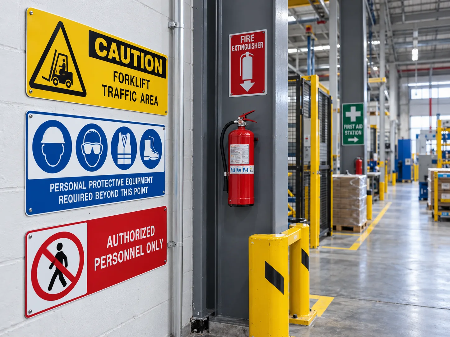 Exemplo provisório de placas de segurança industrial