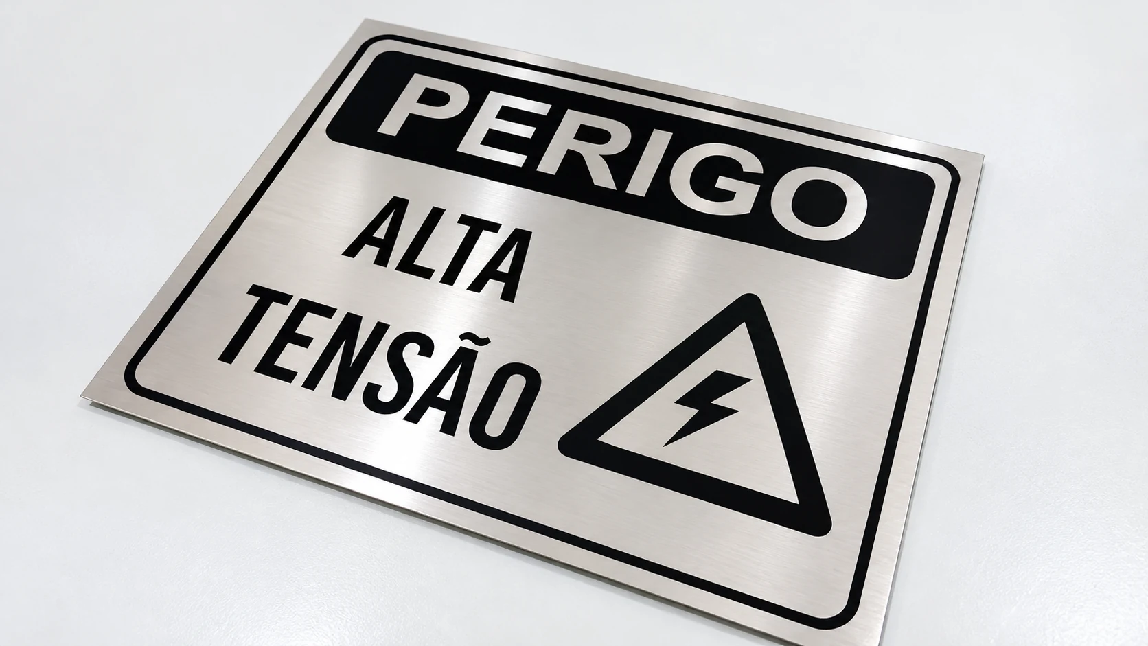 Placa metálica de perigo alta tensão