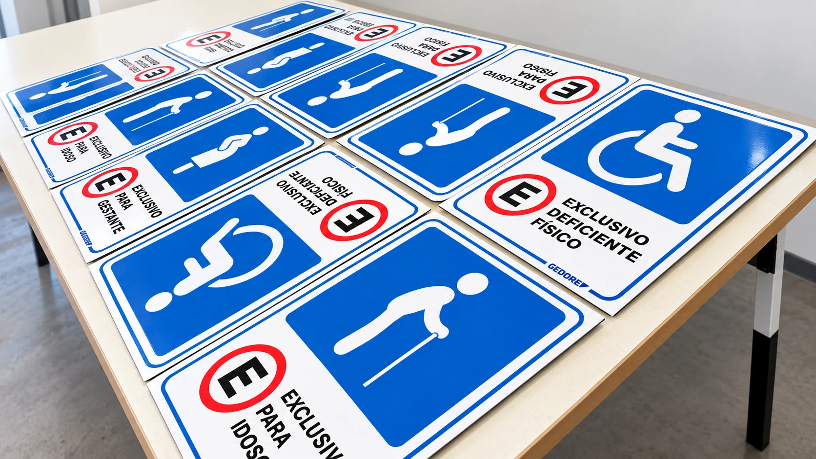 Placas de acessibilidade e estacionamento especial